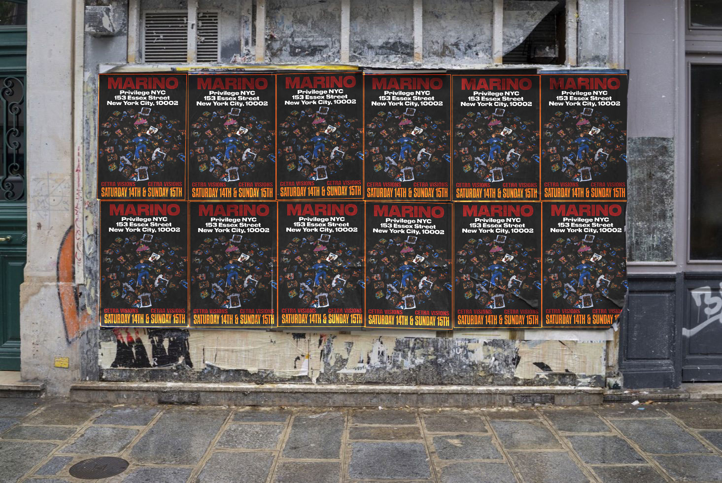 Wheatpaste street poster takeover for Marino at Privilege nightclub in Seattle