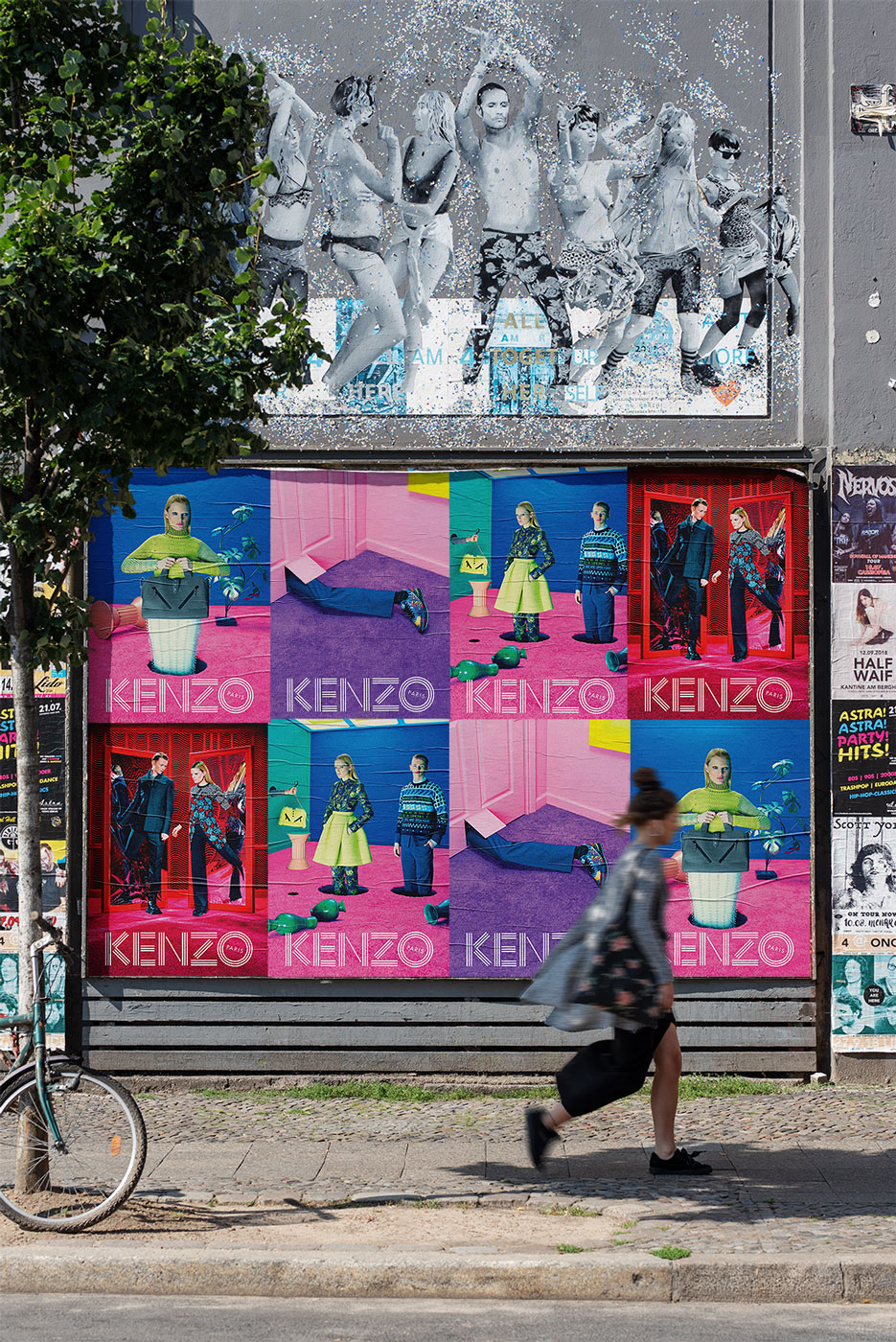 Kenzo wheatpaste street poster takeover campaign in Seattle